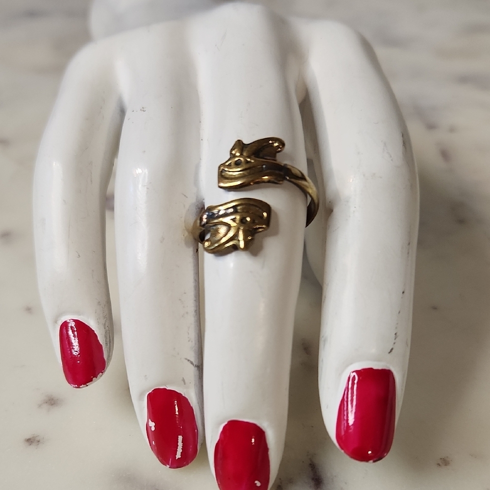 NEW | Brass Egyptain Eye of Horus Ring | Adjustable